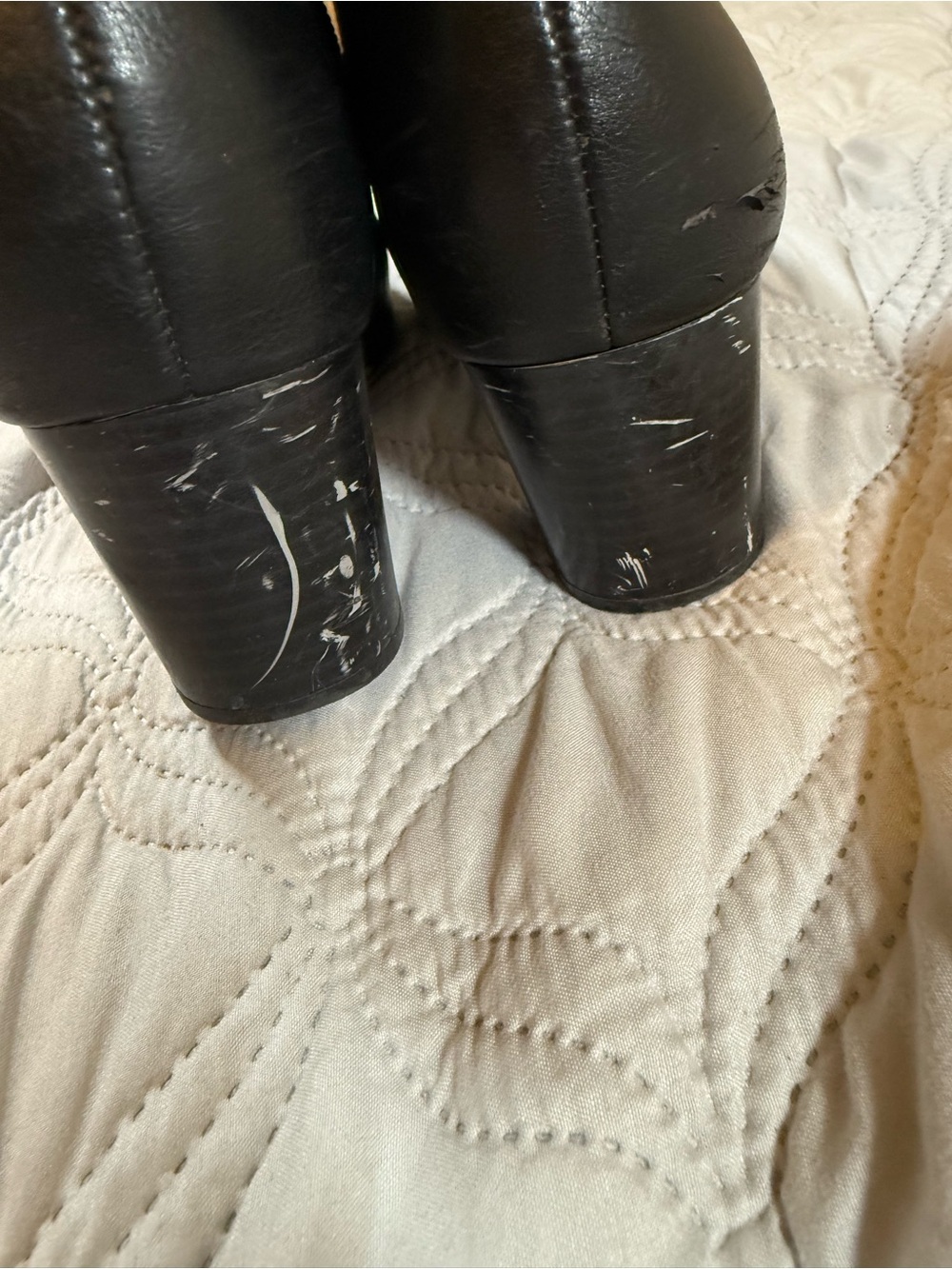 LOFT Black Faux Leather Ankle Booties Size 9M Block Heel Side Zip - Picture 6 of 10